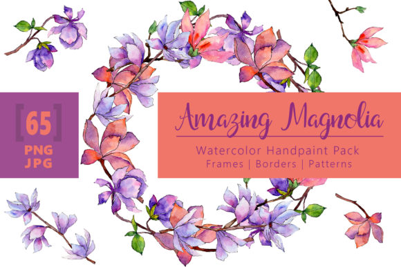 Amazing Magnolia Watercolor Flower Set & Illustrations
