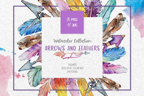 Arrows and Feathers Watercolor Illustrations