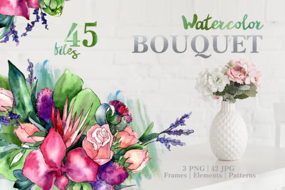 Bouquet of Magic Roses Watercolor Illustrations