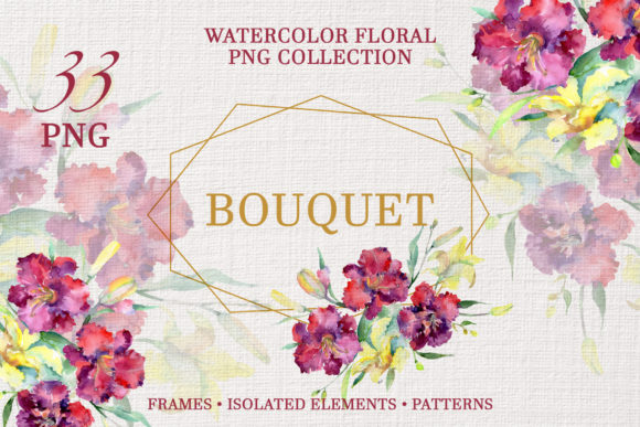 Bouquet Pure Heart Watercolor Illustrations
