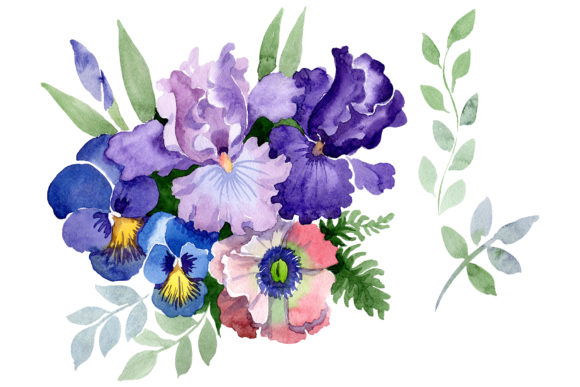 Bouquet Three Wishes Watercolor Illustrations