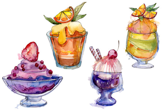 Dessert Watercolor Illustrations Review