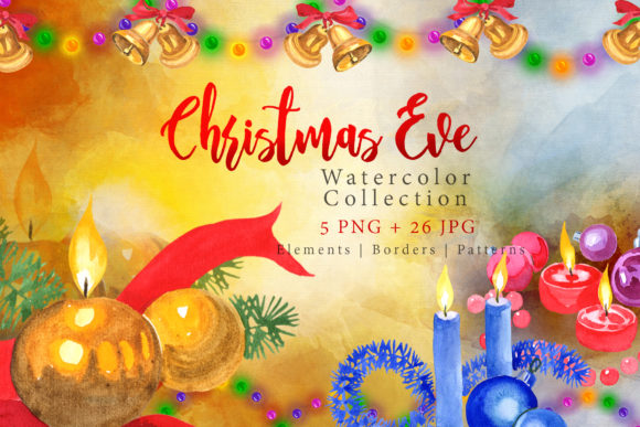 Festive Candles Watercolor Set Illustrations