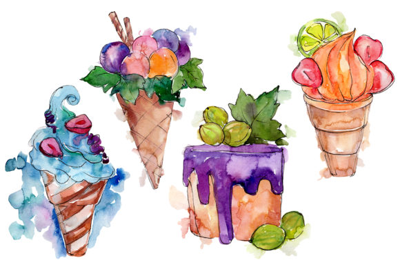 Fruit Dessert Watercolor Illustrations Review
