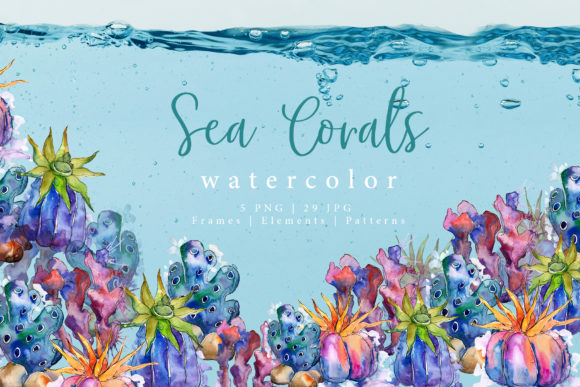 Sea Corals Watercolor Set: Brand Illustrations