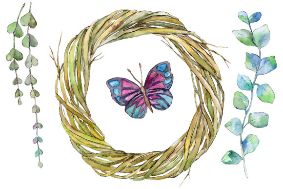 Watercolor Wreath of Branches: A Designer Review