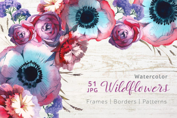 Wildflowers Watercolor Set: Fresh Illustrations