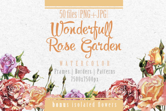 Wonderful Rose Garden Watercolor Set & Illustrations